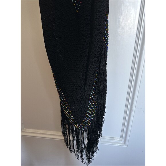 1990s Cache Crochet Dress Rainbow Beads Vintage Maxi Fringe Trim Boho Small - Picture 9 of 13